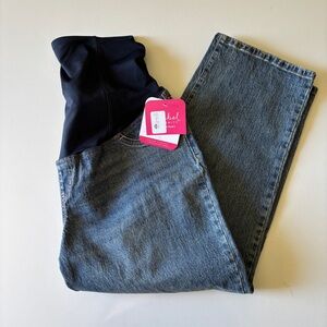 Isabel by ingrid+isabel Maternity Straight Crossover Panel Denim Pants, Size 12
